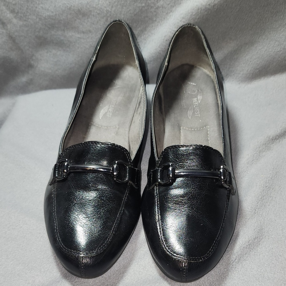 Aerosoles A2 Heelrest Comfort Loafer Black Slip-On Wedge Buckle Women's 9